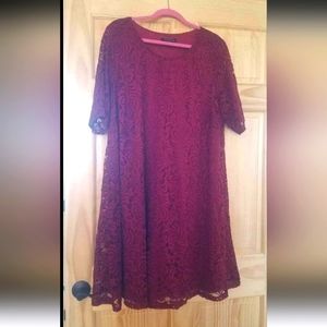 Sharagano Burgandy Lace Mid-length Dress